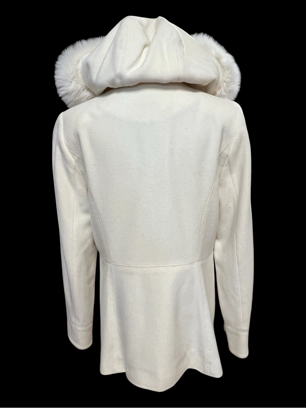 EUC Pendleton Wool Cashmere Cream Faux Fur Hood Coat | Size Small - Picture 6 of 14